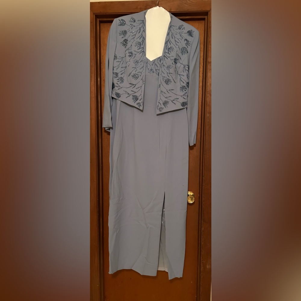 Montage by Mon Cheri Elegant Blue Dress with Embroidered Jacket